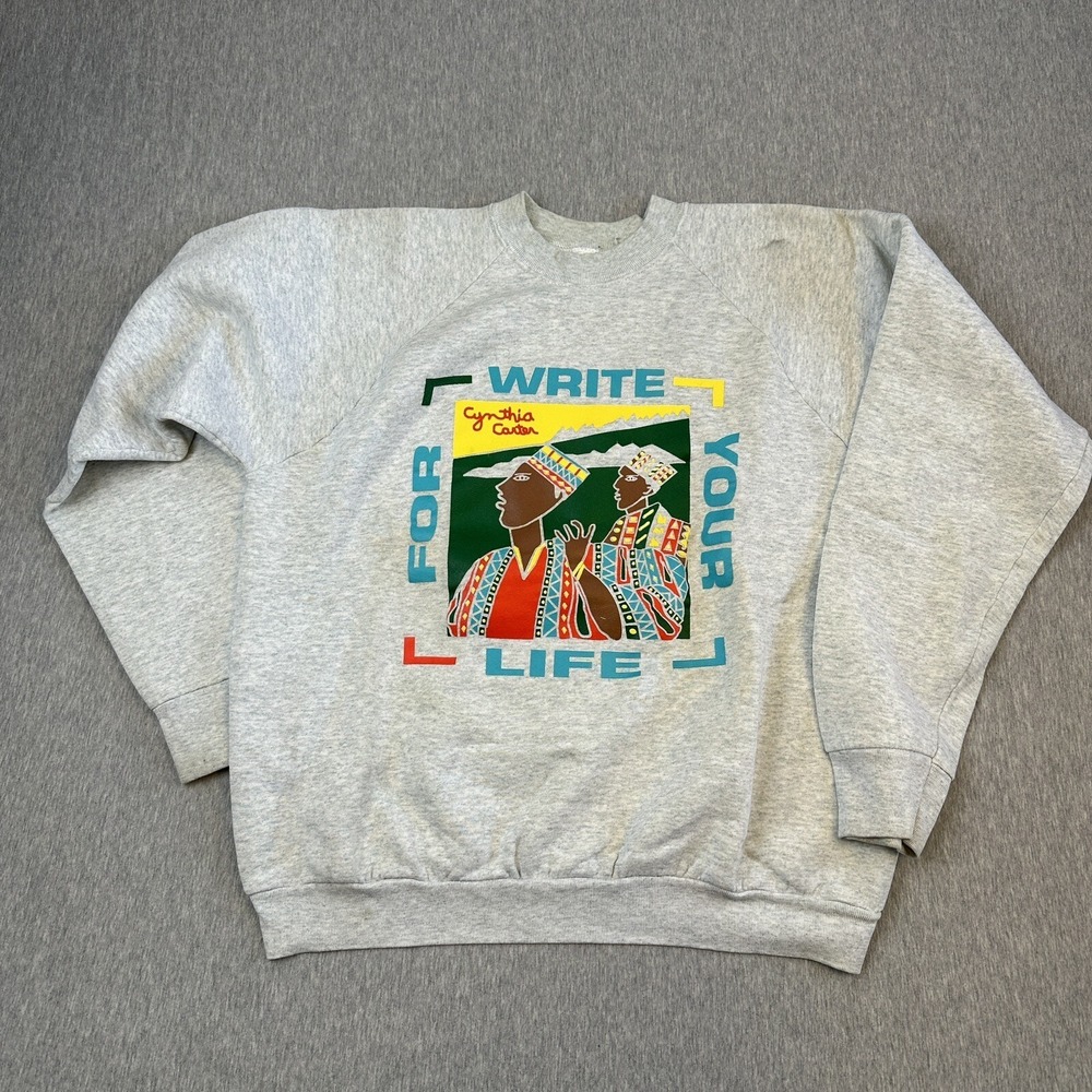 Vintage Cynthia Carter African Art Sweatshirt -‎ Tag Sz XL - USA Made See Pics